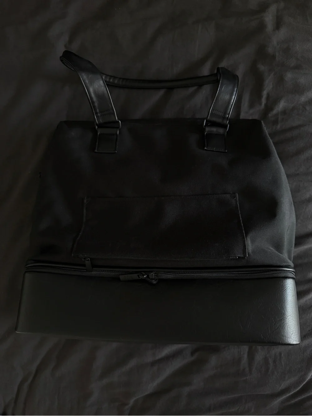 Black Men's Two-Compartment Travel Tote Bag